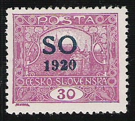 Stamp, Hradcany at Prague - overprint S O 1920, Czechoslovakia,  