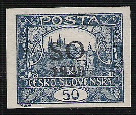 Stamp, Hradcany at Prague - overprint S O 1920, Czechoslovakia,  