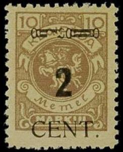 Stamp, CENT. Type II on Memeledition, Lithuania,  