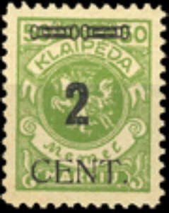 Stamp, CENT. Type II on Memeledition, Lithuania,  