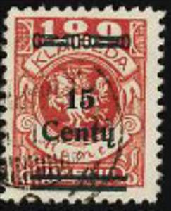 Stamp, Overprint: 15 Centy, Lithuania,  