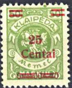Overprint: 25 Centai