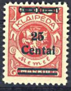 Overprint: 25 Centai