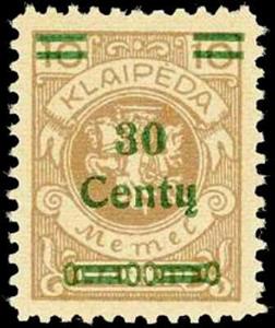 Stamp, Overprint: 30 Centy, Lithuania,  