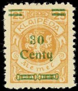 Stamp, Overprint: 30 Centy, Lithuania,  