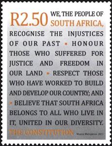 Stamp, 15th anniv. Constitution of the SA Republic, from m/s, South Africa,  , Politics