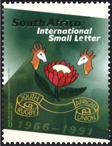 Stamp, Evolution of the Emblem, South Africa,  , Stylized Animals, Sport, Rugby