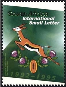 Stamp, Evolution of the Emblem, South Africa,  , Stylized Animals, Sport, Rugby
