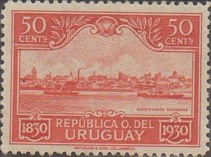 Stamp, Montevideo harbor in 1930, Uruguay,  