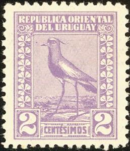 Stamp, Southern Lapwing (Vanellus chilensis), Uruguay,  , Birds, Animals (Fauna)