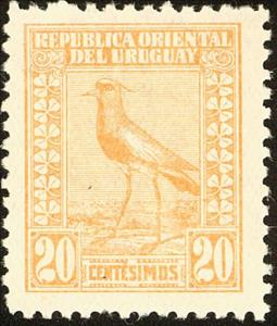 Stamp, Southern Lapwing (Vanellus chilensis), Uruguay,  , Birds, Animals (Fauna)