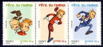 Se-tenant, Spirou, Fantasio and Spip squirrel, France,  