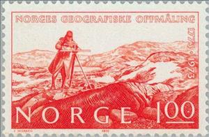 Stamp, Geographical Survey, Norway,  , Landscapes, Geography, Geographers