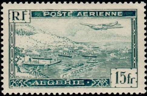 Plane over Algiers harbor