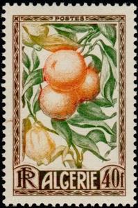 Stamp, Oranges and lemons, Algeria,  , Fruits