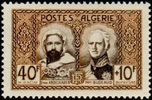 Stamp, Abd el-Kader & marechal Bugeaud, Algeria,  