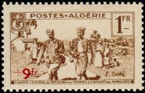 Stamp, Pour les familles des mobilisés-For the families of mobilize, Algeria,  