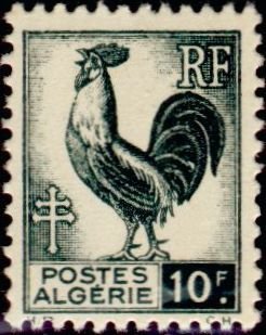 Stamp, Gallic Cock (Gallus gallus domesticus), Algeria,  , Birds, Animals (Fauna), Roosters and Chickens