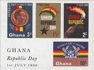 Souvenir Sheet, Declaration of the Republic, July 1, 1960, Ghana,  