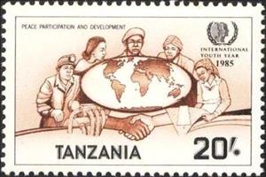 Stamp, World Map, Tanzania,  , Maps, Globes, Children
