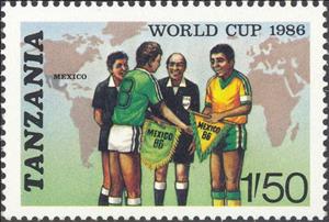 Stamp, Map, Team Captains and Officials, Tanzania,  , Football (Soccer), Sport