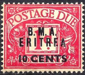 British Postage Due Stamp Overprinted "B.M.A. Eritrea"