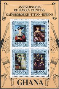 Souvenir Sheet, Sheet of 4, Ghana,  , Paintings