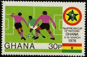 Stamp, 3 Soccer Players, Ghana,  , Sport, Football (Soccer)