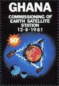 Stamp, Satellite Orbiting earth, Ghana,  