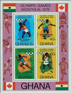 Souvenir Sheet, Overprinted, Ghana,  , Discus-throwing, Olympic Games, Boxing