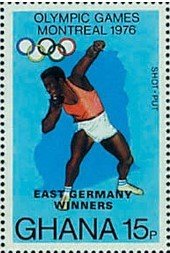 Stamp, Overprinted, Ghana,  , Athletics, Olympic Games, Shot-put, Athletes
