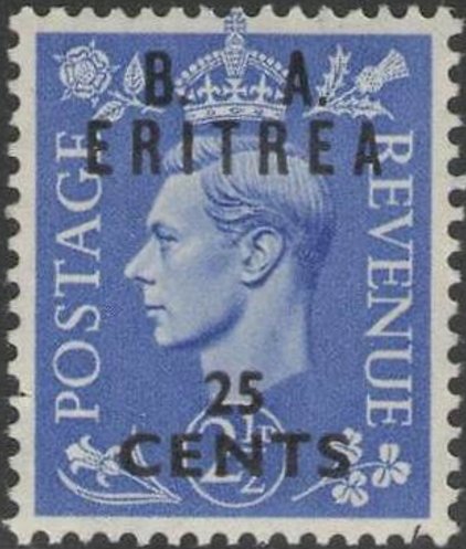 British Stamp Overprinted "B.A. Eritrea"