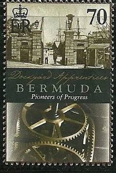 Stamp, Dockyard gates, gears, Bermuda,  