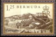Stamp, 1899 photograph of Casemate Barracks and Lower Ordnance Yard, Bermuda,  