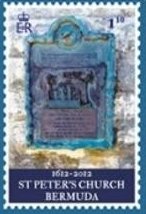 Stamp, Bronze plaque for graveyard for blacks and slaves, Bermuda,  