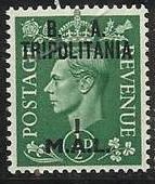 Stamp, British Stamp Overprinted "B.A. Tripolitania", Italian colonies, territories and occupations,  