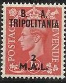 Stamp, British Stamp Overprinted "B.A. Tripolitania", Italian colonies, territories and occupations,  