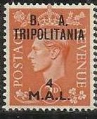 Stamp, British Stamp Overprinted "B.A. Tripolitania", Italian colonies, territories and occupations,  