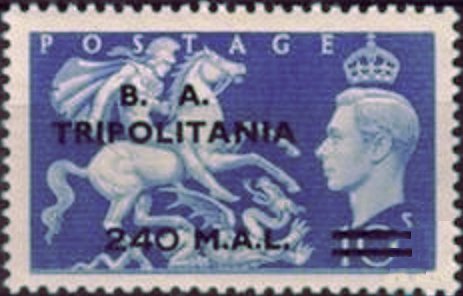 British Stamp Overprinted "B.A. Tripolitania"