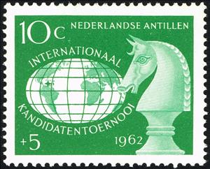 Stamp, Globe and knight, Netherlands Antilles,  , Chess, Globes