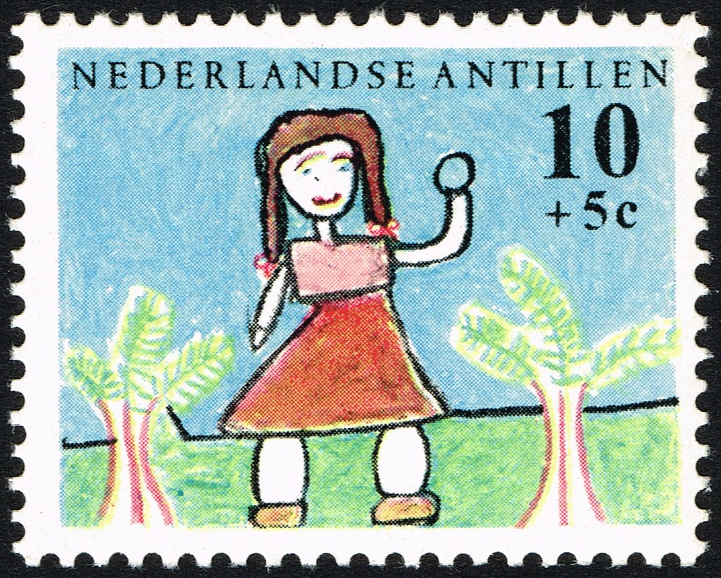 Girl with ball and trees