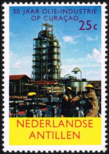 Stamp, Workers operating manifold, Netherlands Antilles,  