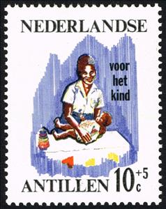 Stamp, Nurse’s aide with infant, Netherlands Antilles,  