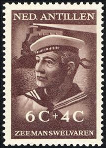 Stamp, Sailor and lighthouse., Netherlands Antilles,  , Lighthouses, Charity, Navigators