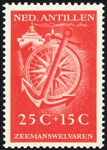 Stamp, Ship, compass and anchor, Netherlands Antilles,  