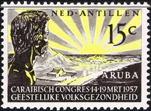Stamp, Man watching rising, Netherlands Antilles,  