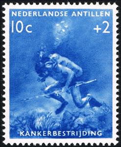 Stamp, SCUBA diver with spear, Netherlands Antilles,  