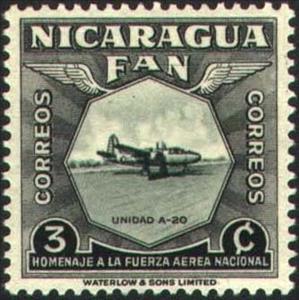 Stamp, Bomber A-20, Nicaragua,  , Military Forces, Aviation, Aircrafts