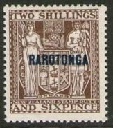 Stamp, Overprinted,Red,Blue, Cook Islands,  