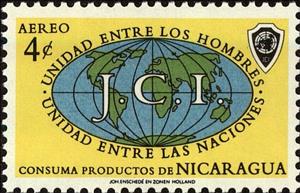 Stamp, Globe with J.C.I., Nicaragua,  , Maps, Organizations